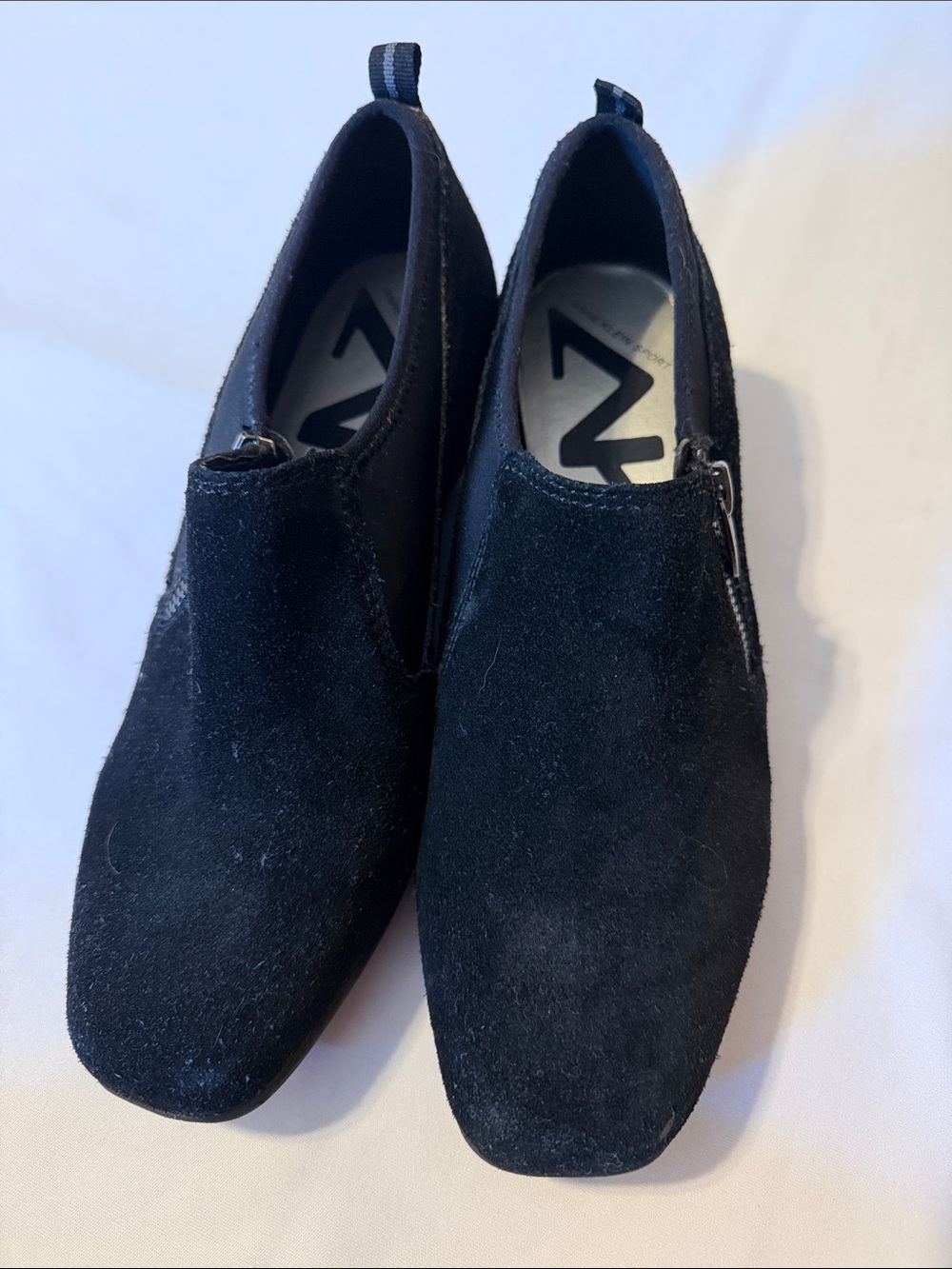 Anne Klein Women's Black Slip On Suede Wedge Heeled Shoes Size 7.5